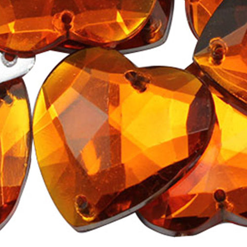 orange hyacinth heart valetine's day love flat back sew on sewing beads craft gems plastic rhinestones acrylic gemstones jewels with holes for clothing embellishments costume making cosplay diy garment prop making dress jewels for fabric crystals allstarco