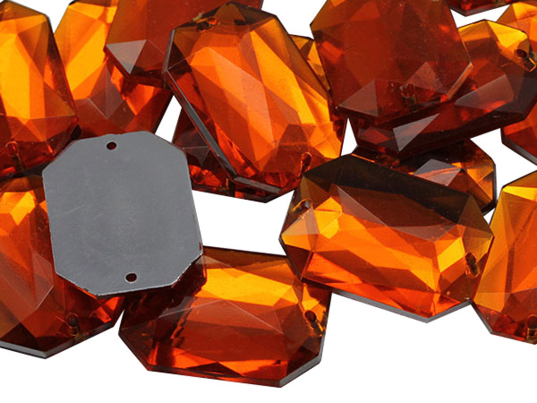 orange hyacinth octagon flat back sew on sewing beads craft gems plastic rhinestones acrylic gemstones jewels with holes for clothing embellishments costume making cosplay diy garment prop making dress jewels for fabric crystals allstarco