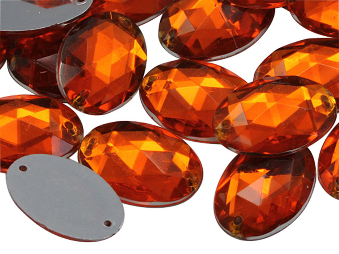 orange hyacinth oval flat back sew on sewing beads craft gems plastic rhinestones acrylic gemstones jewels with holes for clothing embellishments costume making cosplay diy garment prop making dress jewels for fabric crystals allstarco