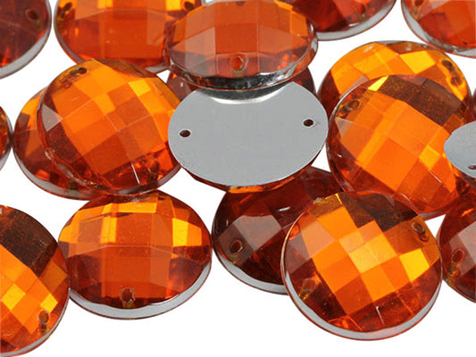 orange hyacinth sew on round flat back acrylic gems jewels gemstones sewing embellishments garment making diy craft costume making