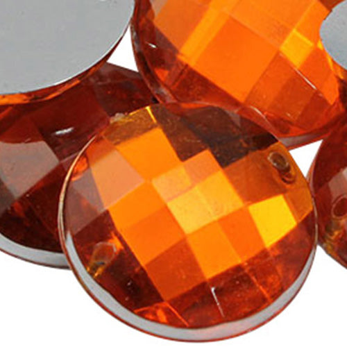 orange hyacinth sew on round flat back acrylic gems jewels gemstones sewing embellishments garment making diy craft costume making