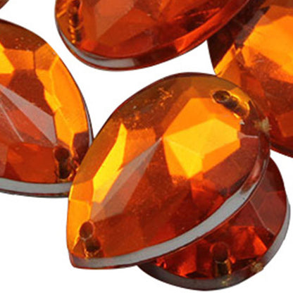 Pierres précieuses à coudre en forme de larme de jacinthe orange - 18 x 13 mm - 50 pièces