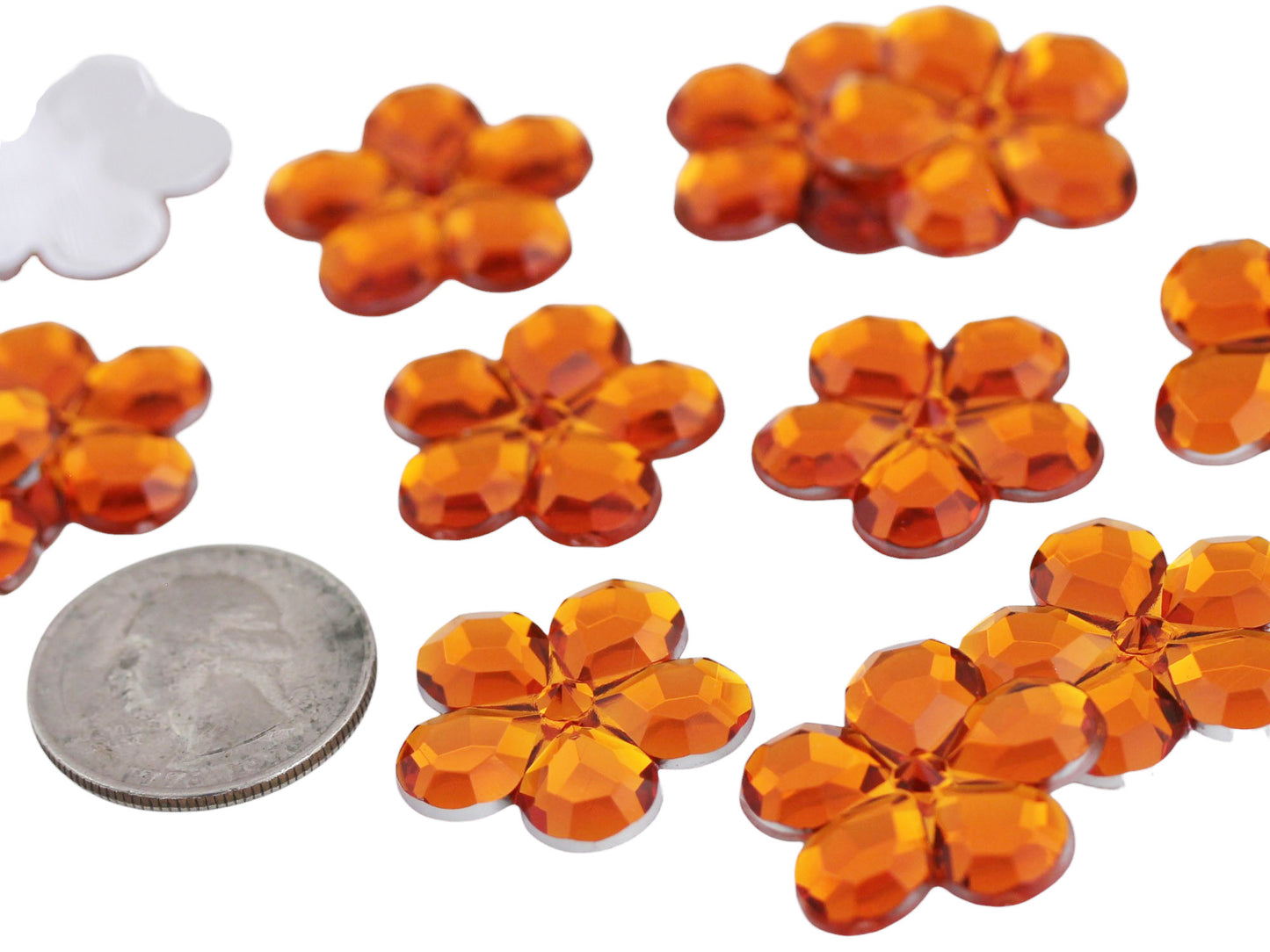 Orange Hyacinth Flat Back Flower Gems - 25mm - 15 Pieces