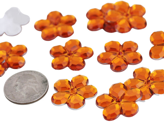 Orange Hyacinth Flat Back Flower Gems - 25mm - 15 Pieces
