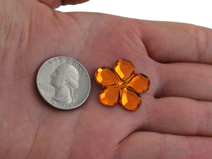 Orange Hyacinth Flat Back Flower Gems - 25mm - 15 Pieces