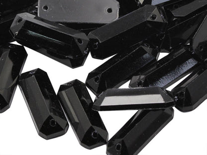jet black baguette rectangle rectangular flat back sew on sewing beads craft gems plastic rhinestones acrylic gemstones jewels with holes for clothing embellishments costume making cosplay diy garment prop making dress jewels for fabric crystals allstarco