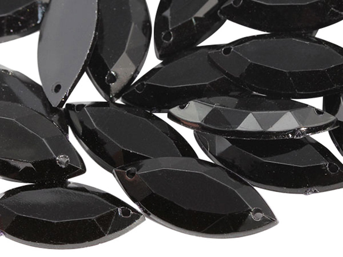 jet black navette marquise horse eye flat back sew on sewing beads craft gems plastic rhinestones acrylic gemstones jewels with holes for clothing embellishments costume making cosplay diy garment prop making dress jewels for fabric crystals allstarco