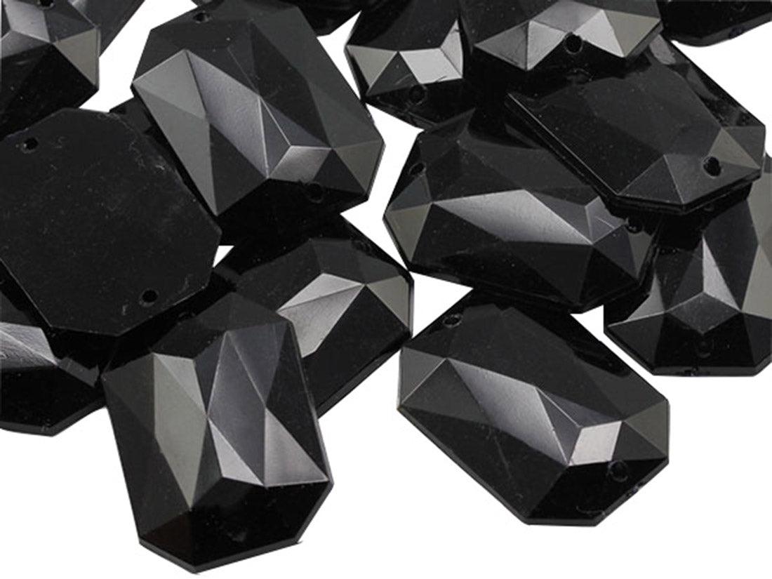 jet black octagon flat back sew on sewing beads craft gems plastic rhinestones acrylic gemstones jewels with holes for clothing embellishments costume making cosplay diy garment prop making dress jewels for fabric crystals allstarco