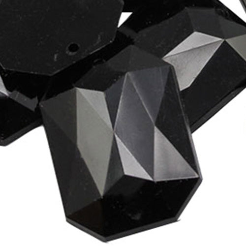 jet black octagon flat back sew on sewing beads craft gems plastic rhinestones acrylic gemstones jewels with holes for clothing embellishments costume making cosplay diy garment prop making dress jewels for fabric crystals allstarco