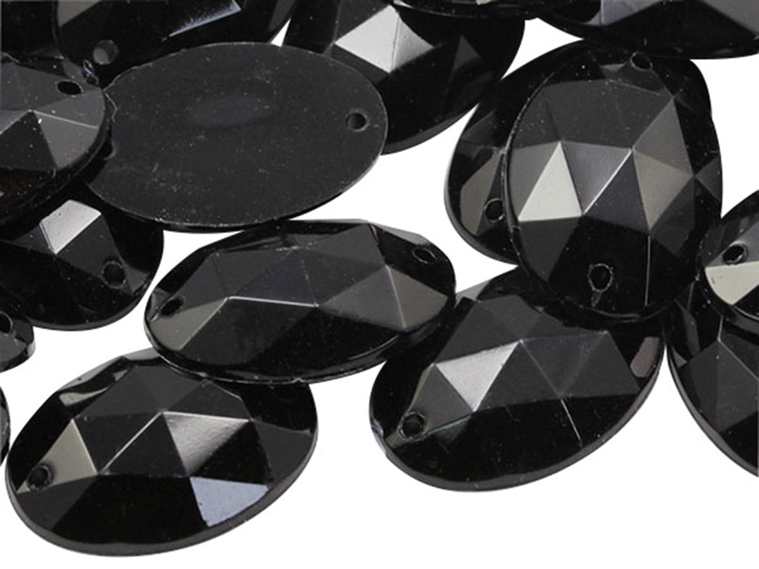 jet black oval flat back sew on sewing beads craft gems plastic rhinestones acrylic gemstones jewels with holes for clothing embellishments costume making cosplay diy garment prop making dress jewels for fabric crystals allstarco