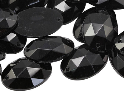 jet black oval flat back sew on sewing beads craft gems plastic rhinestones acrylic gemstones jewels with holes for clothing embellishments costume making cosplay diy garment prop making dress jewels for fabric crystals allstarco