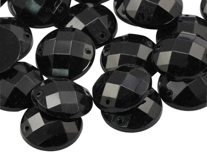 jet black sew on round flat back acrylic gems jewels gemstones sewing embellishments garment making diy craft costume making