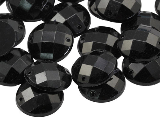 jet black sew on round flat back acrylic gems jewels gemstones sewing embellishments garment making diy craft costume making