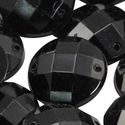 jet black sew on round flat back acrylic gems jewels gemstones sewing embellishments garment making diy craft costume making