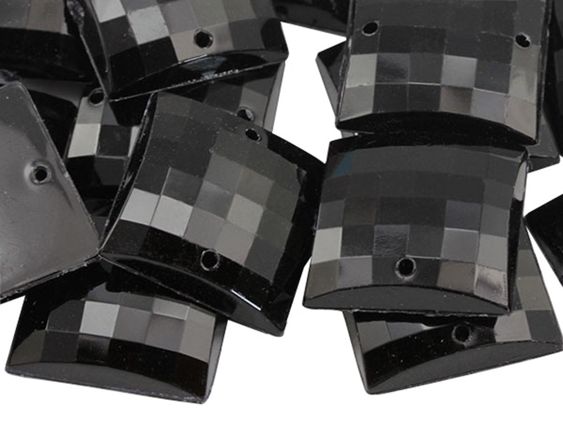 jet black square flat back sew on sewing beads craft gems plastic rhinestones acrylic gemstones jewels with holes for clothing embellishments costume making cosplay diy garment prop making dress jewels for fabric crystals allstarco