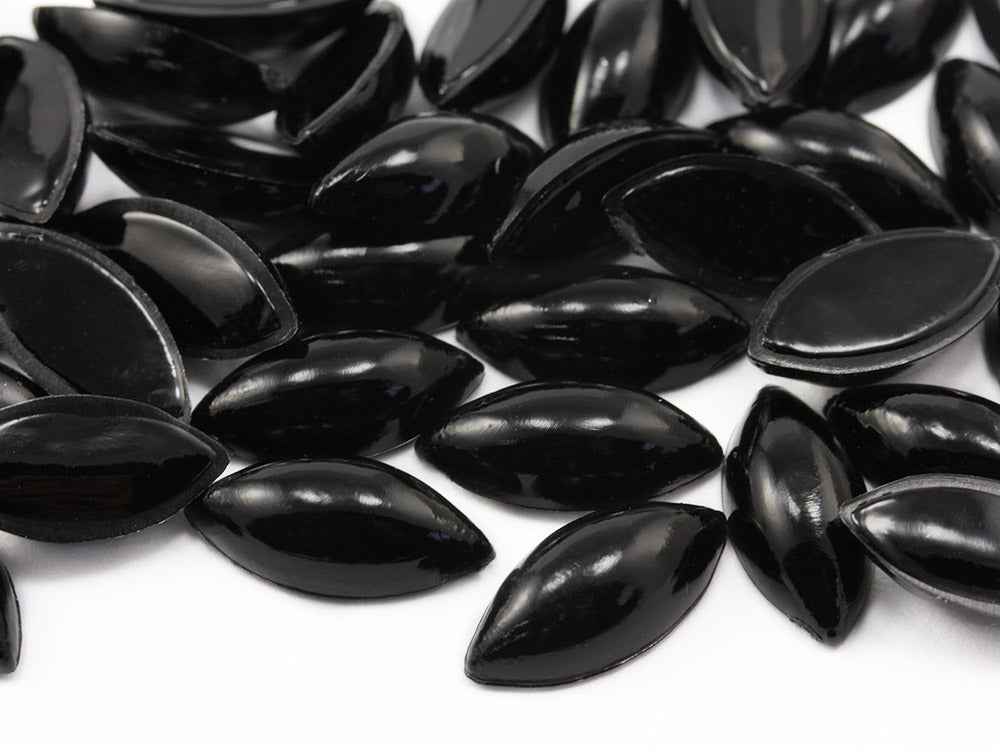 Black Flat Back Oval Cabochons