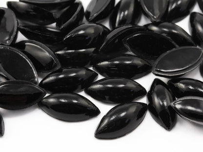 Black Flat Back Oval Cabochons