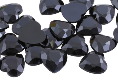 jet black heart flat back acrylic gems valentine's day love gift girlfriend boyfriend mom dad family plastic rhinestones for craft gemstones body jewels face skin cabochons embellishments cosplay prop making jewelry making party diy crafts costume making scrapbooking high quality allstarco décor stones larp events film making