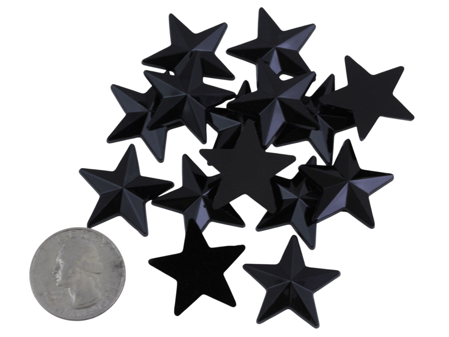 Gemmes noires à dos plat - 15 mm - 35 mcx