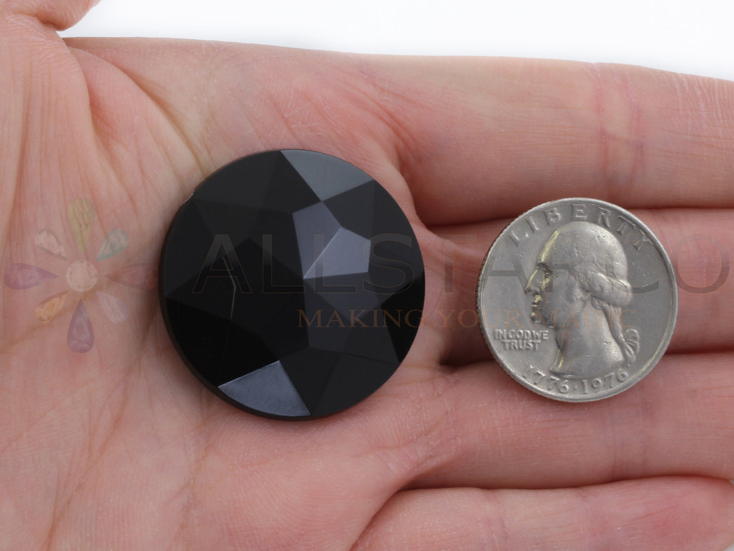 Schwarze extra große runde Edelsteine mit flachem Rücken