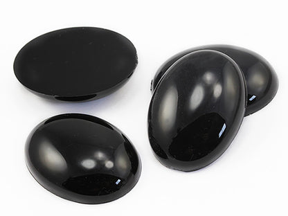 Extra Large Black Flat Back Oval Cabochons - 40x30mm - 4 Pieces