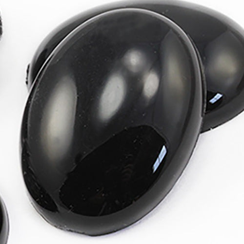 Black Flat Back Oval Cabochons