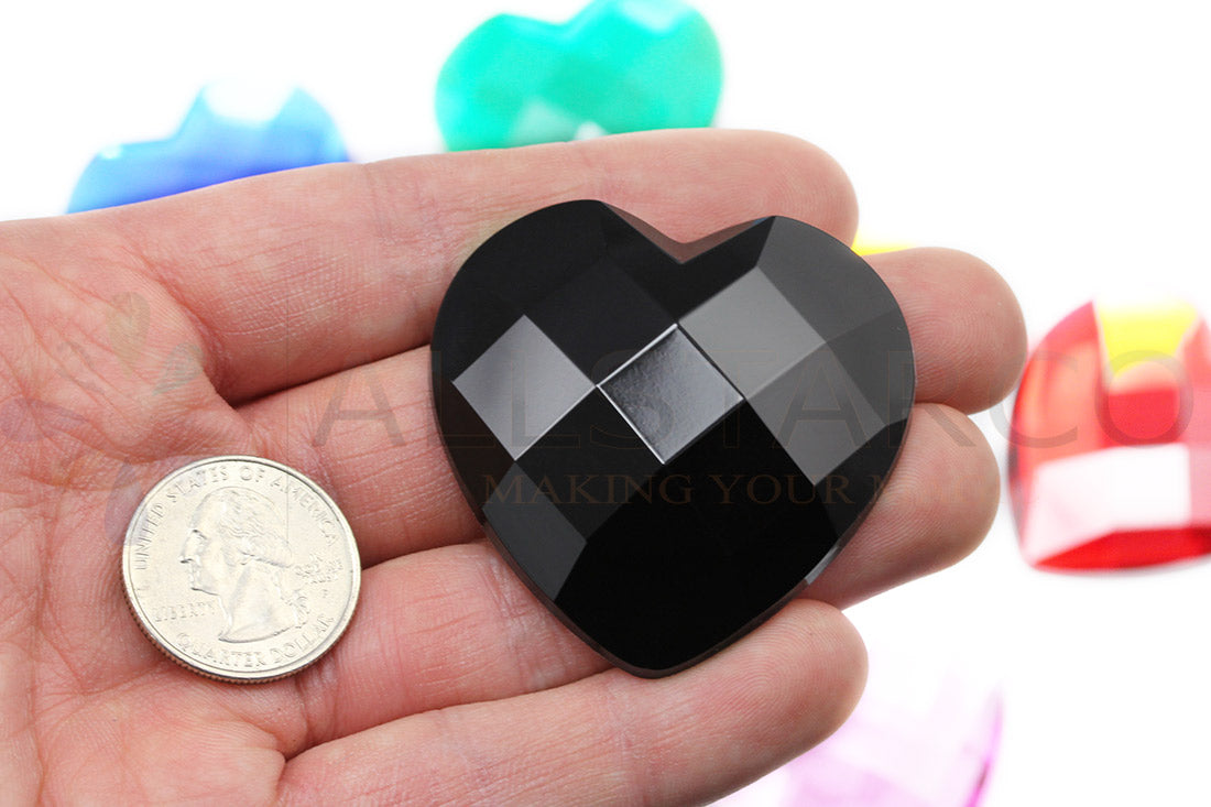 jet black heart love valentine's day gift girlfriend mom dad extra large huge big jumbo flat back acrylic gems plastic rhinestones for craft gemstones body jewels face skin cabochons embellishments cosplay prop making jewelry making party diy crafts costume making scrapbooking high quality allstarco décor stones larp events film making card making crafting school kids fun creative crafting bling bedazzler bling phone cases laptop costume making garment