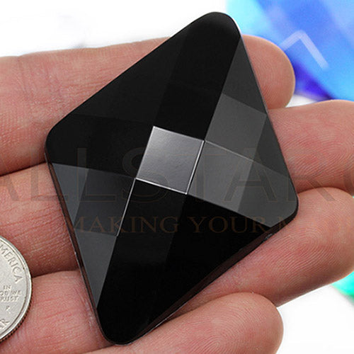 jet black extra large diamond flat back big jumbo huge acrylic gems plastic rhombus rhinestones for craft gemstones body jewels face skin cabochons embellishments cosplay prop making jewelry making party diy crafts costume making scrapbooking high quality allstarco décor stones larp events film making