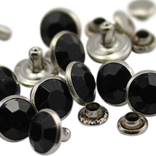 jet black acrylic rhinestone rivets for garment embellishments diy craft purses handbags bracelets leathercraft punch hole belts motorcycle gear buckles pet collars