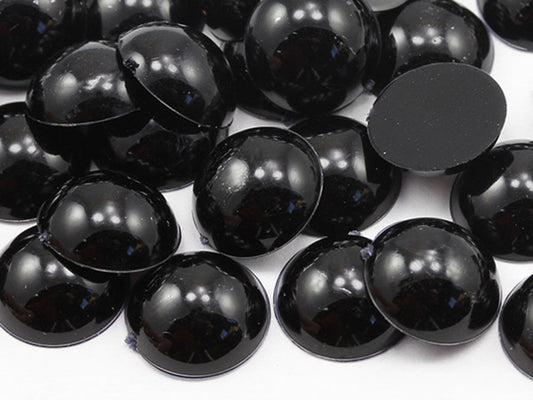 Black Flat Back Round Cabochons