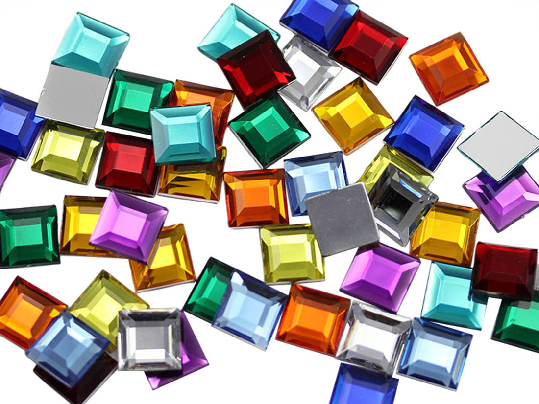 assorted colors square flat back acrylic gems plastic rhinestones for craft gemstones body jewels face skin cabochons embellishments cosplay prop making jewelry making party diy crafts costume making scrapbooking high quality allstarco décor stones larp events film making