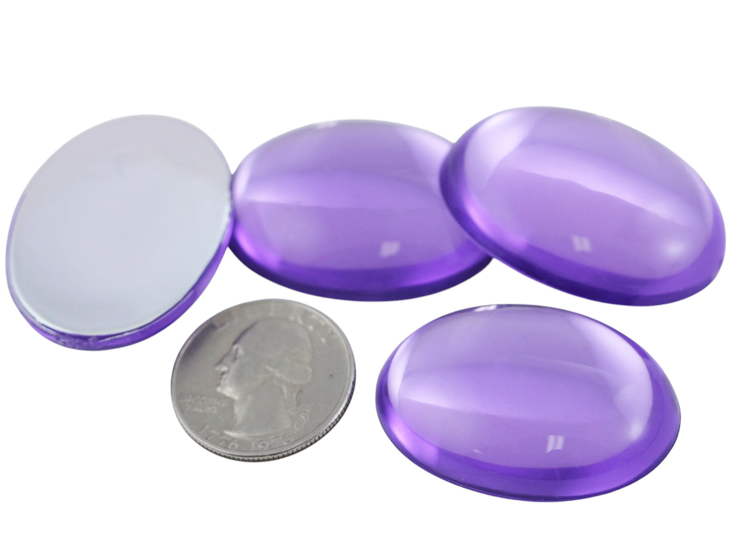 Extra Large Purple Lilac Flat Back Oval Cabochons - 40x30mm - 4 Pieces