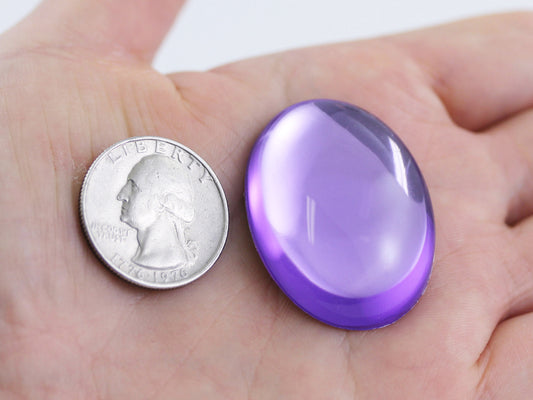Extra Large Purple Lilac Flat Back Oval Cabochons - 40x30mm - 4 Pieces