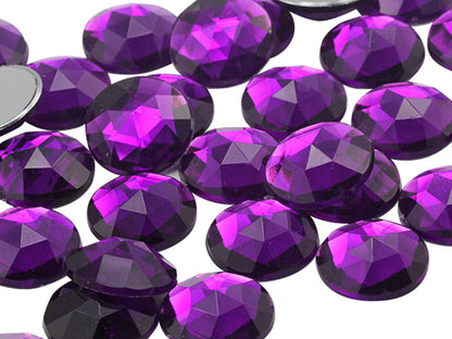 Pierres précieuses rondes à dos plat en améthyste violette