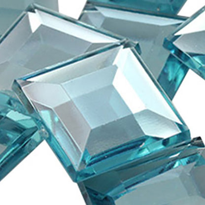 blue aqua aquamarine square flat back acrylic gems plastic rhinestones for craft gemstones body jewels face skin cabochons embellishments cosplay prop making jewelry making party diy crafts costume making scrapbooking high quality allstarco décor stones larp events film making