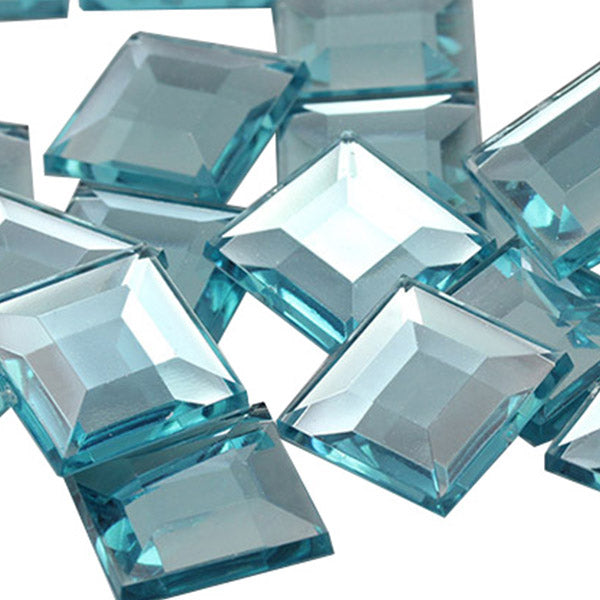 blue aqua aquamarine square flat back acrylic gems plastic rhinestones for craft gemstones body jewels face skin cabochons embellishments cosplay prop making jewelry making party diy crafts costume making scrapbooking high quality allstarco décor stones larp events film making