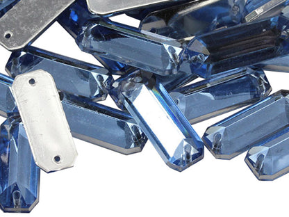 light blue sapphire baguette rectangle rectangular flat back sew on sewing beads craft gems plastic rhinestones acrylic gemstones jewels with holes for clothing embellishments costume making cosplay diy garment prop making dress jewels for fabric crystals allstarco