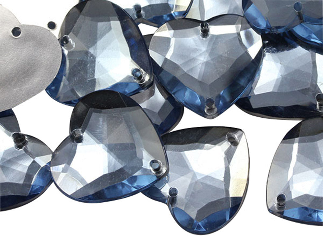 light blue sapphire heart valetine's day love flat back sew on sewing beads craft gems plastic rhinestones acrylic gemstones jewels with holes for clothing embellishments costume making cosplay diy garment prop making dress jewels for fabric crystals allstarco