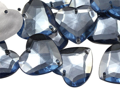 light blue sapphire heart valetine's day love flat back sew on sewing beads craft gems plastic rhinestones acrylic gemstones jewels with holes for clothing embellishments costume making cosplay diy garment prop making dress jewels for fabric crystals allstarco