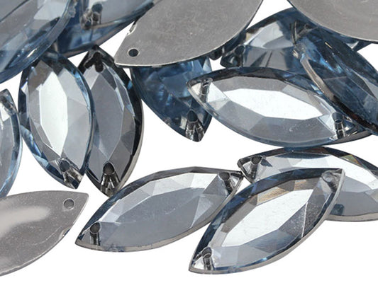 light sapphire blue navette marquise horse eye flat back sew on sewing beads craft gems plastic rhinestones acrylic gemstones jewels with holes for clothing embellishments costume making cosplay diy garment prop making dress jewels for fabric crystals allstarco
