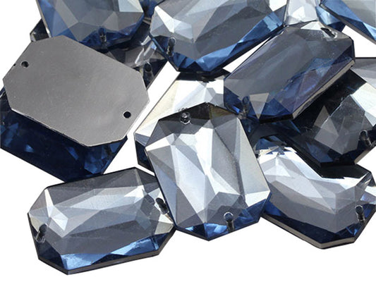 light blue sapphire octagon flat back sew on sewing beads craft gems plastic rhinestones acrylic gemstones jewels with holes for clothing embellishments costume making cosplay diy garment prop making dress jewels for fabric crystals allstarco
