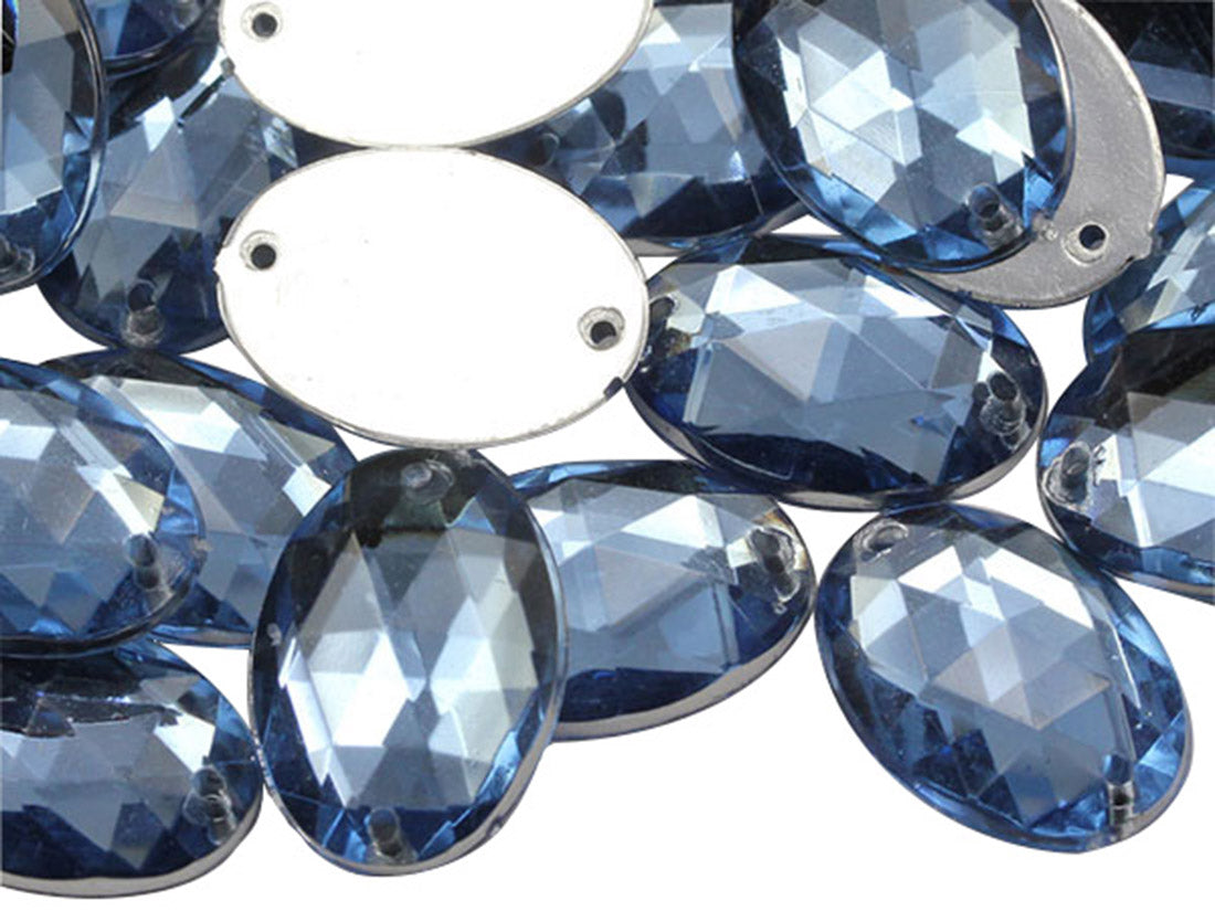 light blue sapphire oval flat back sew on sewing beads craft gems plastic rhinestones acrylic gemstones jewels with holes for clothing embellishments costume making cosplay diy garment prop making dress jewels for fabric crystals allstarco