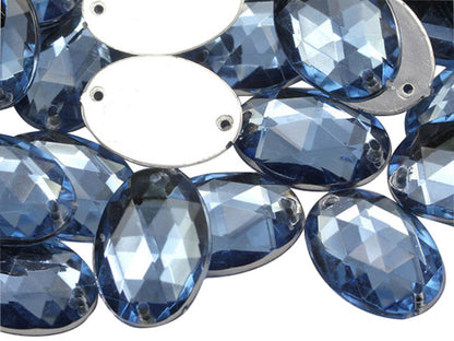 light blue sapphire oval flat back sew on sewing beads craft gems plastic rhinestones acrylic gemstones jewels with holes for clothing embellishments costume making cosplay diy garment prop making dress jewels for fabric crystals allstarco