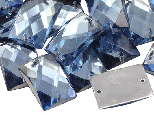 light blue sapphire rectangle rectangular flat back sew on sewing beads craft gems plastic rhinestones acrylic gemstones jewels with holes for clothing embellishments costume making cosplay diy garment prop making dress jewels for fabric crystals allstarco
