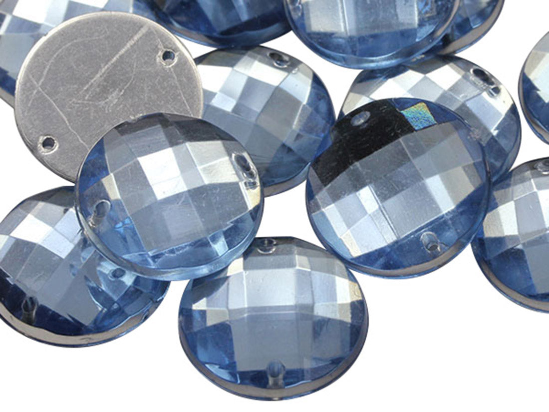 blue light sapphire sew on round flat back acrylic gems jewels gemstones sewing embellishments garment making diy craft costume making