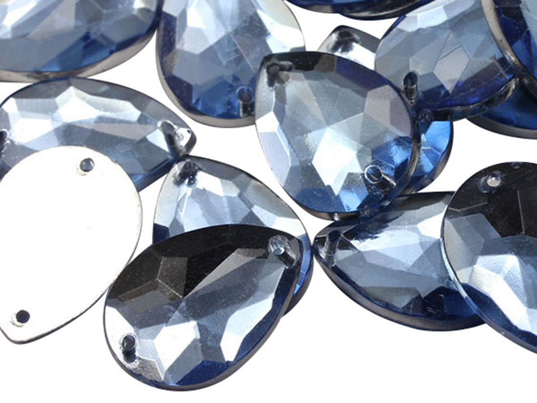Pierres précieuses à coudre en forme de goutte de saphir bleu clair - 18 x 13 mm - 50 pièces