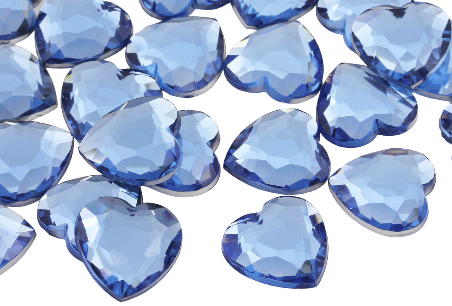 Blue Light Sapphire Heart Flat Back Gems