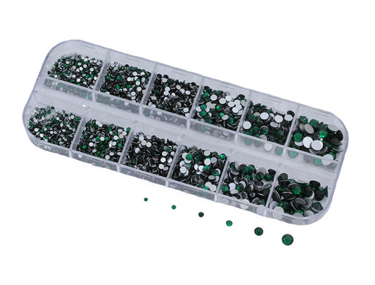 green emerald glass flat back rhinestone nail art kit crystal stones salon gems gemstones jewels party diy projects craft embellishments face art wedding bling phone accessories, costume making 1.4mm 2mm 2.5mm 2.9mm 4mm 4.8mm allstarco