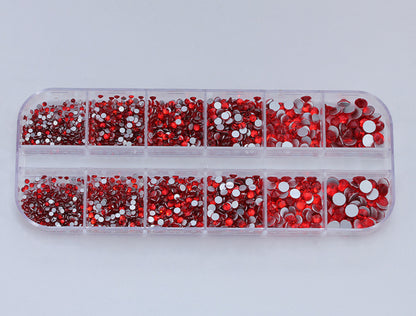 red ruby light siam glass flat back rhinestone nail art kit crystal stones salon gems gemstones jewels party diy projects craft embellishments face art wedding bling phone accessories, costume making 1.4mm 2mm 2.5mm 2.9mm 4mm 4.8mm allstarco