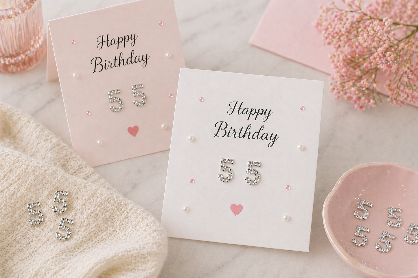 Rhinestone Number Stickers – Self Adhesive Crystal Bling Numbers (0–9) - 50 PCS